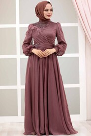  Luxorious Dark Dusty Rose Muslim Fashion Evening Dress 43170KGK - 3