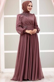  Luxorious Dark Dusty Rose Muslim Fashion Evening Dress 43170KGK - 2