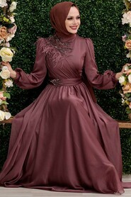  Luxorious Dark Dusty Rose Muslim Fashion Evening Dress 43170KGK - 1