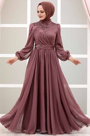  Luxorious Dark Dusty Rose Muslim Fashion Evening Dress 43170KGK - 5