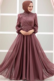  Luxorious Dark Dusty Rose Muslim Fashion Evening Dress 43170KGK - 4