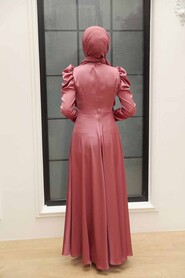  Luxorious Dark Dusty Rose Modest Islamic Clothing Evening Dress 4570KGK - 2