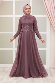  Plus Size Dark Dusty Rose Islamic Evening Gown 50162KGK - 1