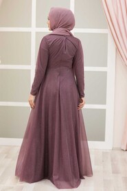  Plus Size Dark Dusty Rose Islamic Evening Gown 50162KGK - 2