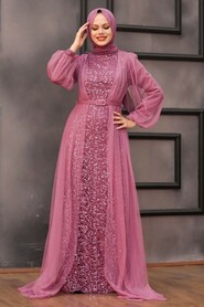  Luxorious Dark Dusty Rose Islamic Evening Gown 5383KGK - 2