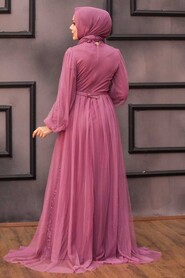  Luxorious Dark Dusty Rose Islamic Evening Gown 5383KGK - 4