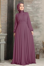  Plus Size Dark Dusty Rose Islamic Clothing Evening Dress 5422KGK 