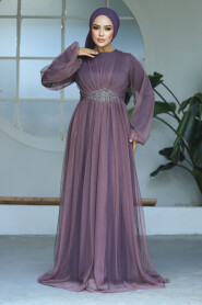  Stylish Dark Dusty Rose Modest Evening Gown 54230KGK - 2