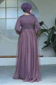  Stylish Dark Dusty Rose Modest Evening Gown 54230KGK - 4