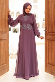  Elegant Dark Dusty Rose Islamic Wedding Dress 9118KGK - 2