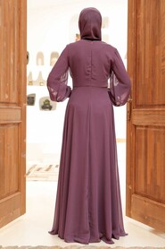  Elegant Dark Dusty Rose Islamic Wedding Dress 9118KGK - 3