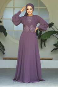  Elegant Dark Dusty Rose Islamic Wedding Dress 9118KGK - 2