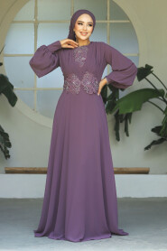  Elegant Dark Dusty Rose Islamic Wedding Dress 9118KGK - 3