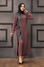 Dark Dusty Rose Hijab Suit Dress 15142KGK - 2