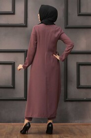 Dark Dusty Rose Hijab Suit Dress 15142KGK - 3