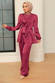 Dark Dusty Rose Hijab Suit Dress 3457KGK - NEVA STYLE