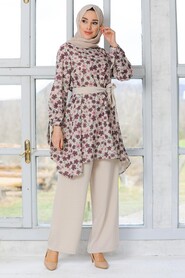 Dark Dusty Rose Hijab Suit Dress 7105KGK - 1