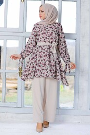 Dark Dusty Rose Hijab Suit Dress 7105KGK - 2