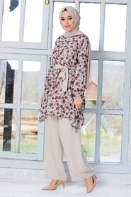 Dark Dusty Rose Hijab Suit Dress 7105KGK - 3