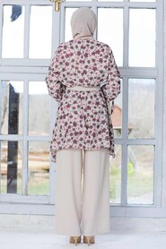 Dark Dusty Rose Hijab Suit Dress 7105KGK - 4