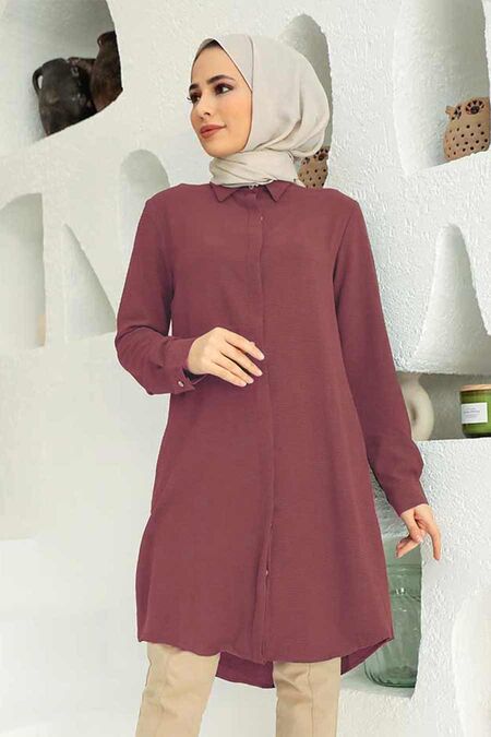 Dark Dusty Rose Hijab Tunic 1147KGK - NEVA STYLE