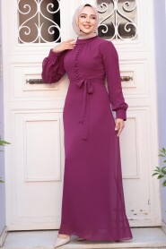 Dark Fuchsia Hijab Dress 2703KF 