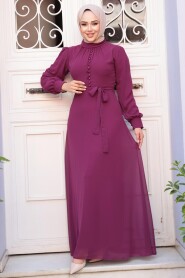 Dark Fuchsia Hijab Dress 2703KF - 2