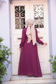 Dark Fuchsia Hijab Dress 2703KF - 4