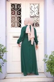Dark Green Hijab Dress 2703KY - 3