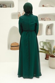 Dark Green Hijab Dress 27922KY - 2