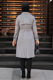 Dark Grey Hijab Coat 72070KGR - 3