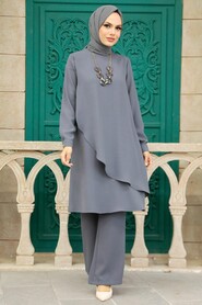 Dark Grey Hijab Double Suit 52301KGR - 1