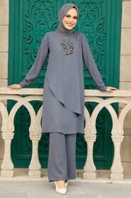 Dark Grey Hijab Double Suit 52301KGR - 2