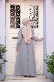 Dark Grey Hijab Dress 2703KGR - 3