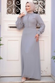 Dark Grey Hijab Dress 2703KGR - 2