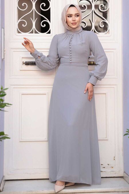 Dark Grey Hijab Dress 2703KGR - NEVA STYLE