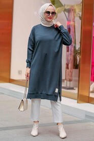 Dark Grey Hijab Tunic 30645KGR - 2