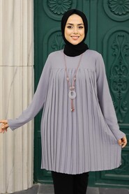 Dark Grey Hijab Tunic 567KGR - NEVA STYLE