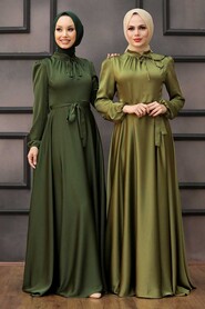  Long Dark Khaki Muslim Prom Dress 25130KHK - 3