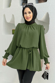 Dark Khaki Hijab Tunic 3795KHK - NEVA STYLE