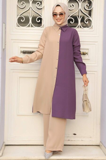 Dark Lila Hijab Double Suit 52331KLILA - NEVA STYLE