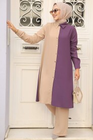 Dark Lila Hijab Double Suit 52331KLILA - 2