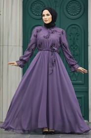  Dark Lila Hijab Dress 12170KLILA - 1