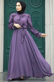  Dark Lila Hijab Dress 12170KLILA - 2