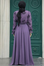  Dark Lila Hijab Dress 12170KLILA - 3