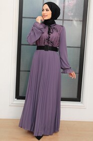 Dark Lila Hijab Dress 1218KLILA - 2