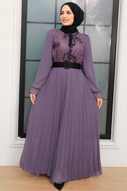 Dark Lila Hijab Dress 1218KLILA - 1