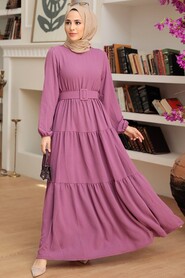 Dark Lila Hijab Dress 13024KLILA - 1