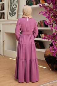 Dark Lila Hijab Dress 13024KLILA - 2