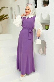 Dark Lila Hijab Dress 1317KLILA - 1